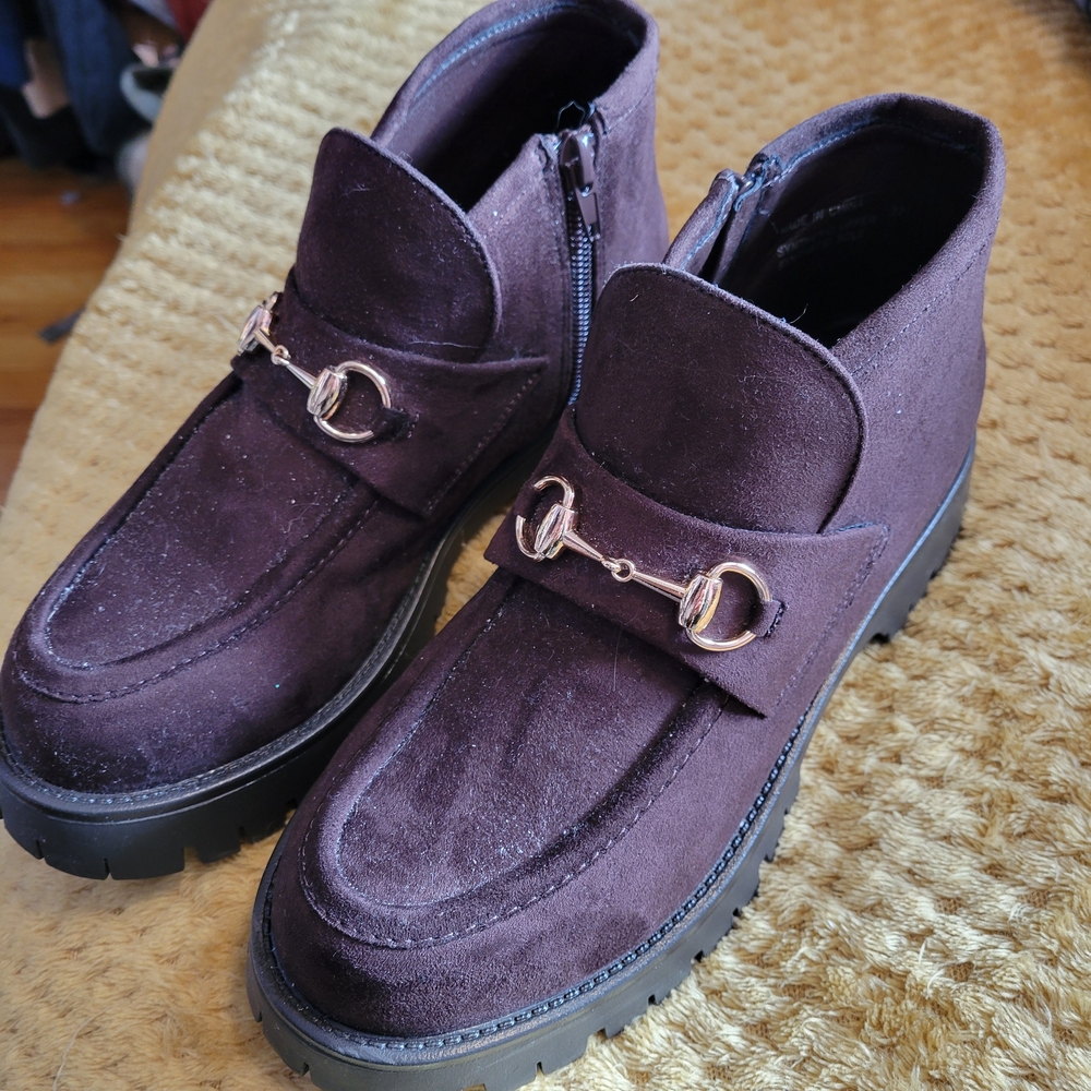 Steve Madden Chocolate Suede Boots with Metallic Accents